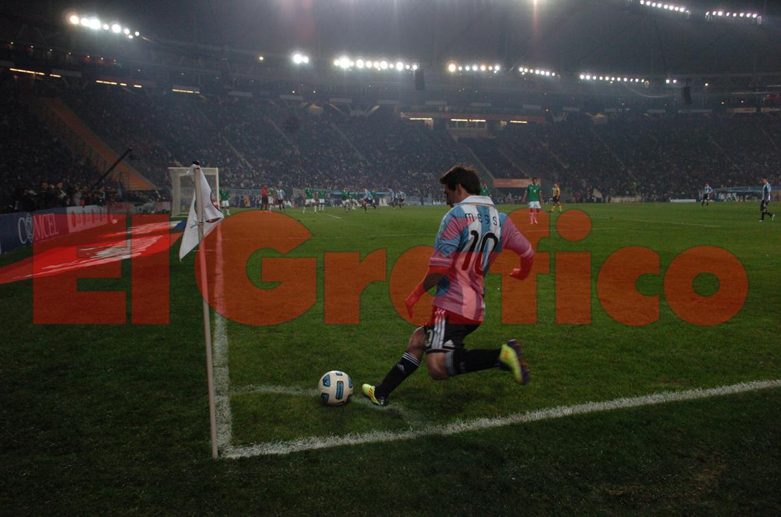 Imagen Messi, talento zurdo contemporaneo.