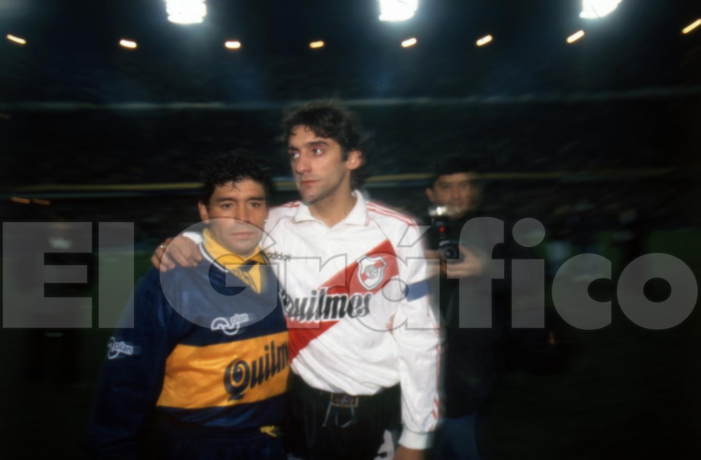 Clausura 1996: Boca 4 - River 1. Diego y Enzo, en la previa del superclásico