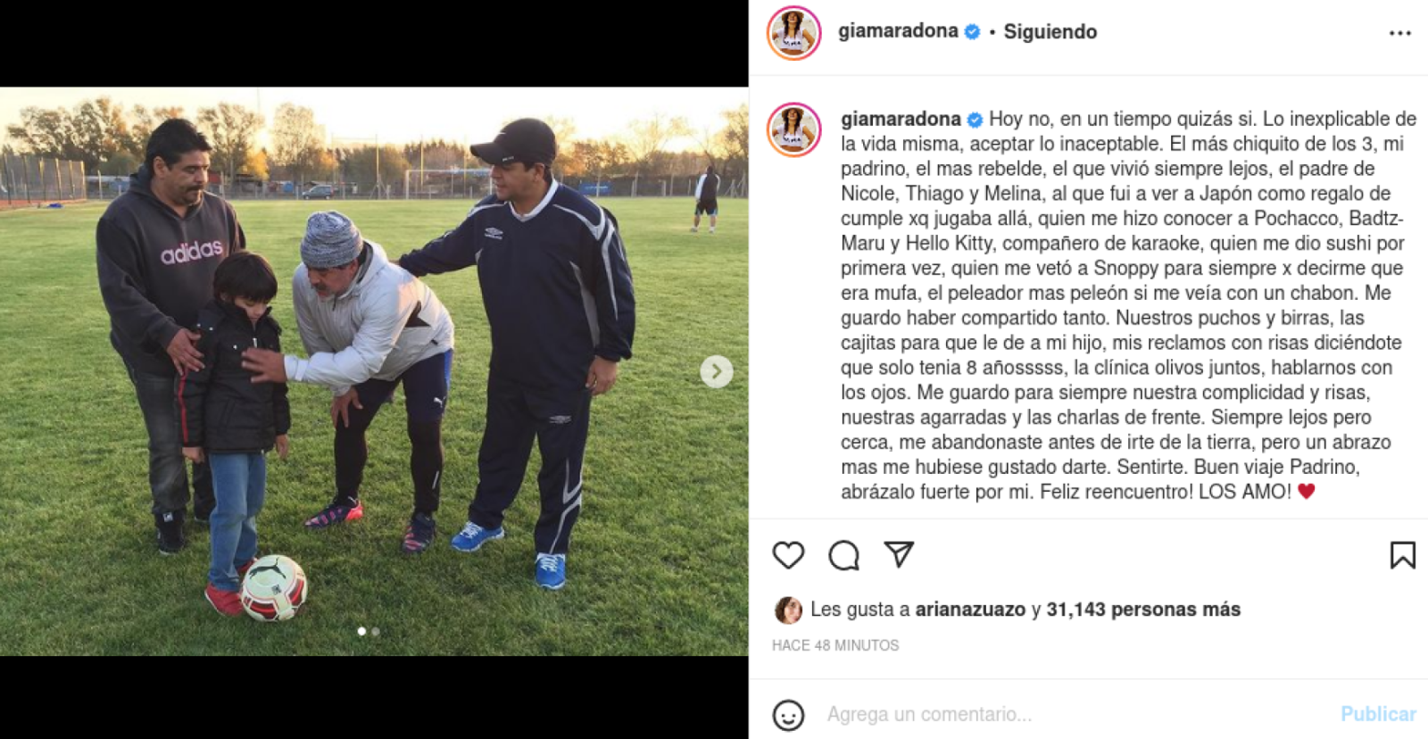 Imagen Instagram Gianinna Maradona