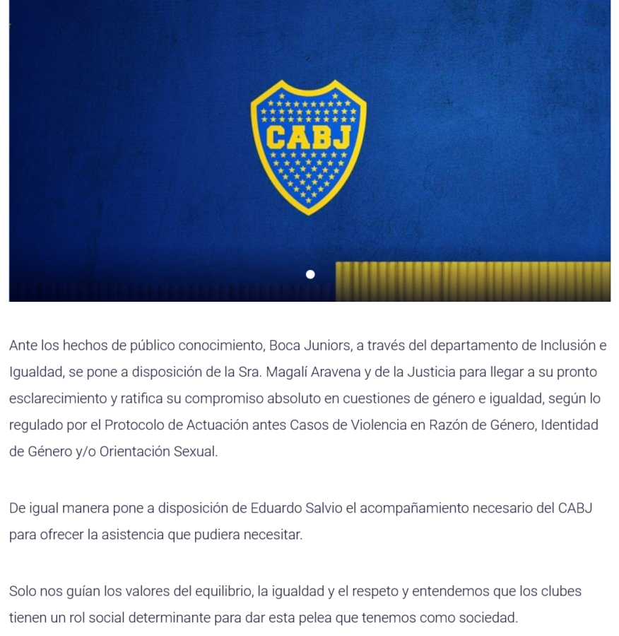 Imagen Comunicado de Boca Juniors.