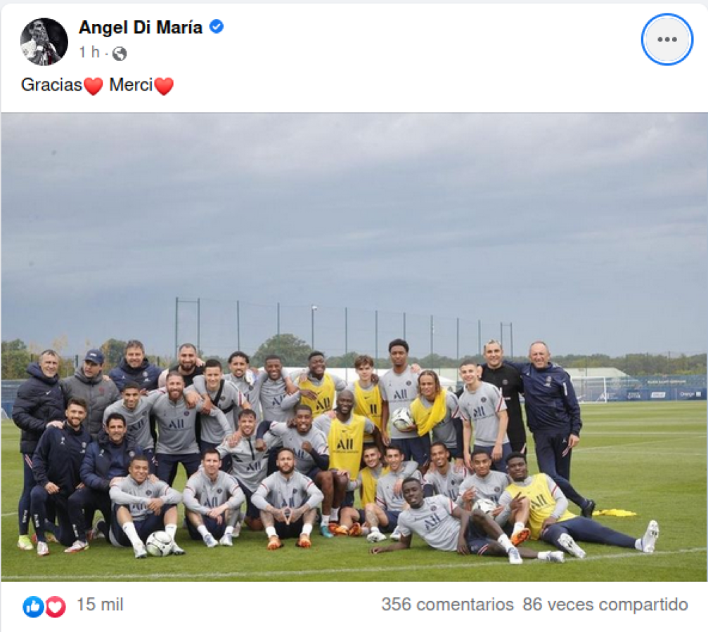 Imagen La despedida de Di María en sus redes sociales.
