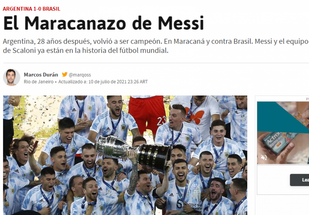 Imagen Web de diario AS, de España