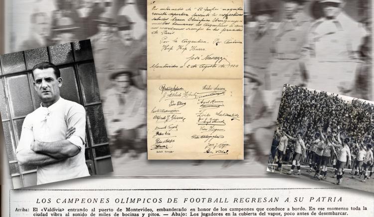 Imagen de Los campeones del mundo de 1924 y un saludo para El Gráfico